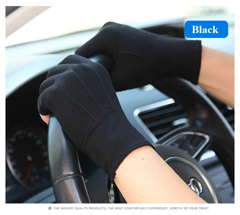 Unisex Semi-Finger Sunscreen Gloves - Non-Slip, Thin Style for Spring and Summer Driving - Delicate Leather