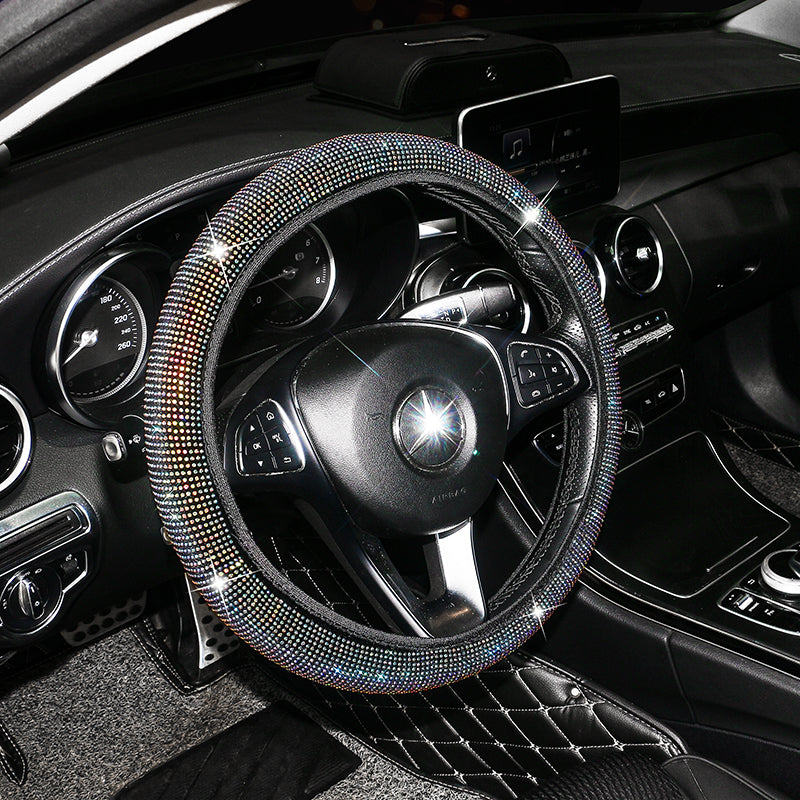 Hot Selling Luxury Colorful Bling Crystal Velvet Car Steering Wheel Cover - Universal Fit
