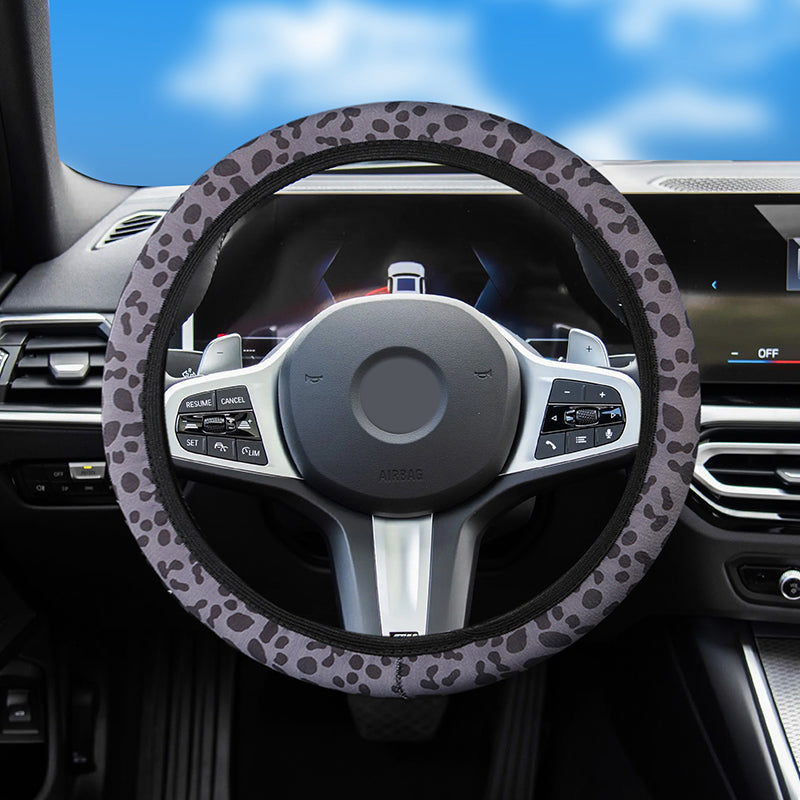2024 New Universal Non-slip Leopard Print Leather Elastic Steering Wheel Cover
