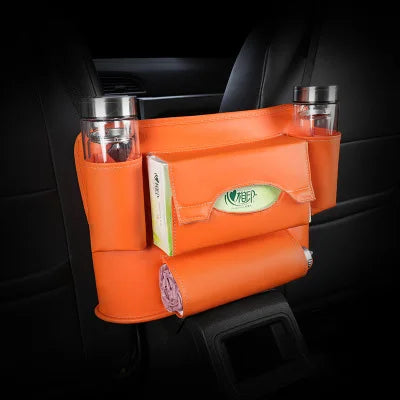 Leather Car Seat Handbag Holder - Large Capacity Storage Bag - Delicate Leather