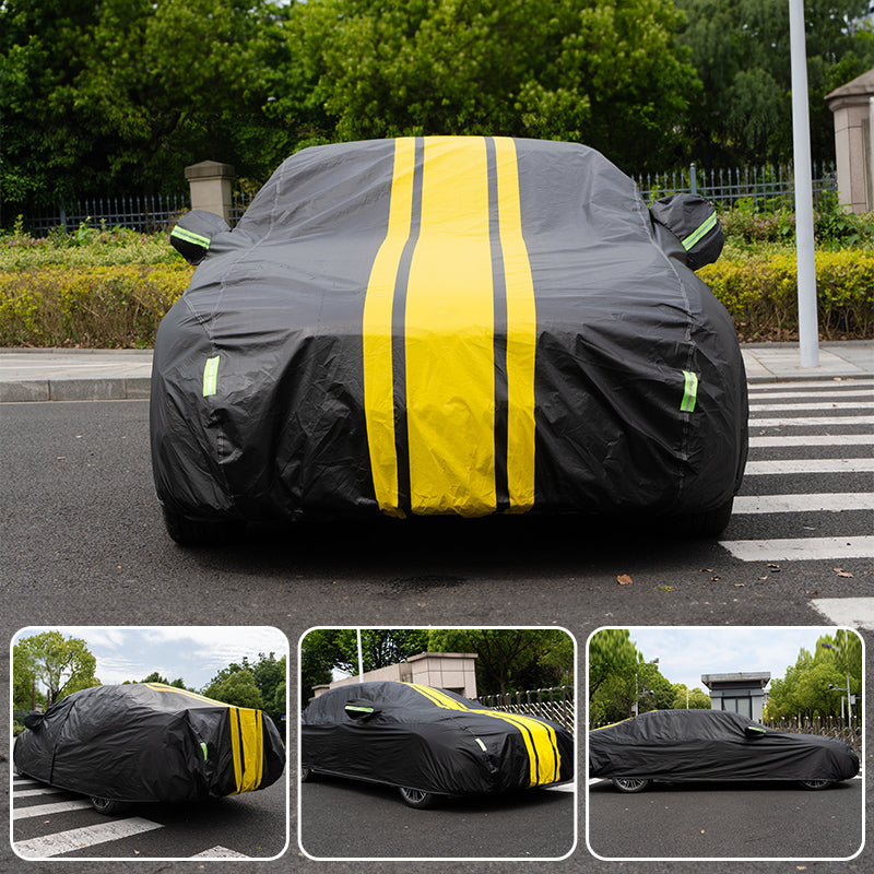 Universal Coated All Weather Protection Foldable Car Cover with Cotton - Sunscreen Heat Insulation Car Cover - Delicate Leather