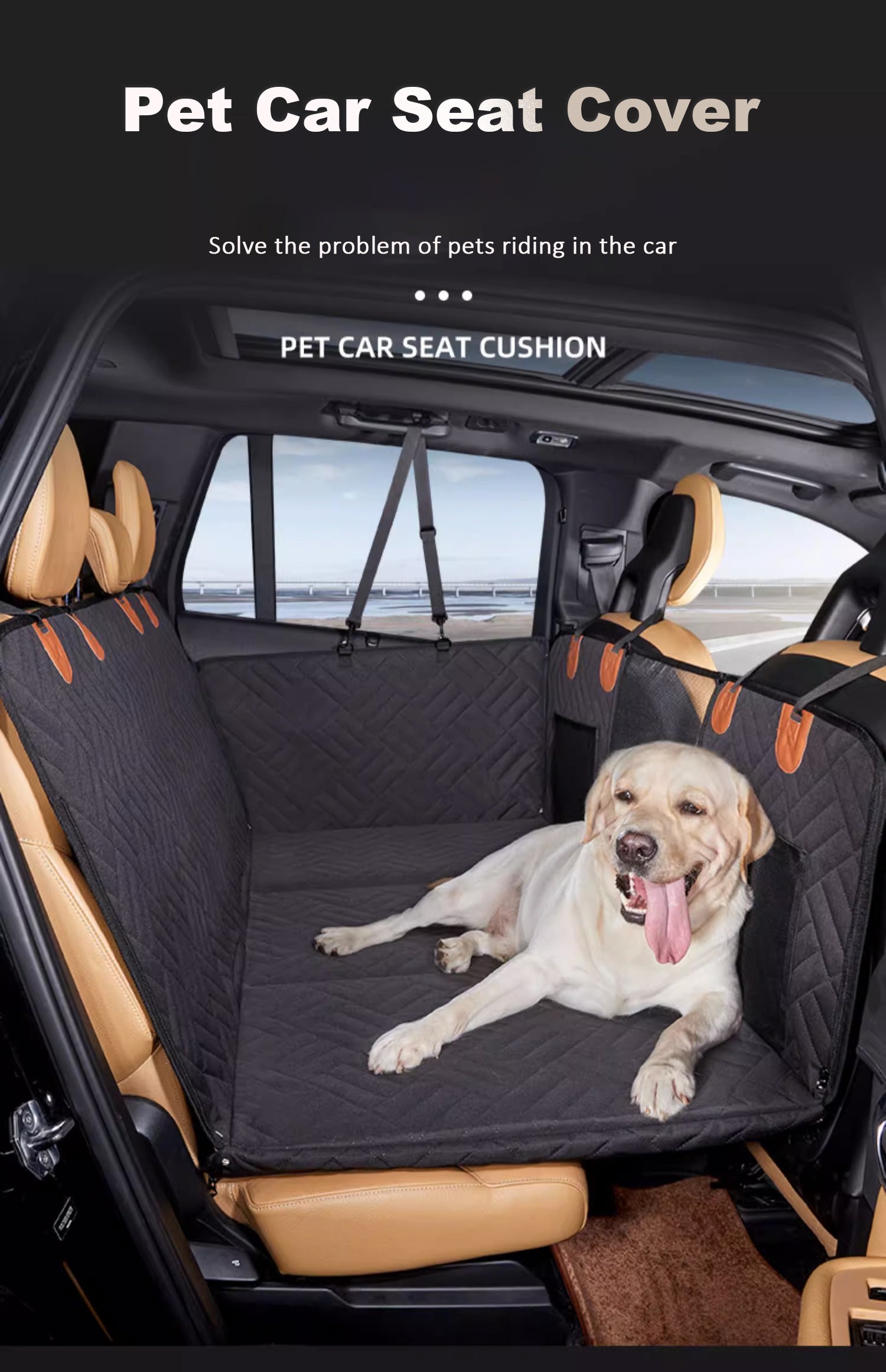 Best Dog Car Seat Cover - Hard Bottom Waterproof Dog Car Hammock Pet Mat Blanket Backseat Cover for Dogs in Car - Delicate Leather