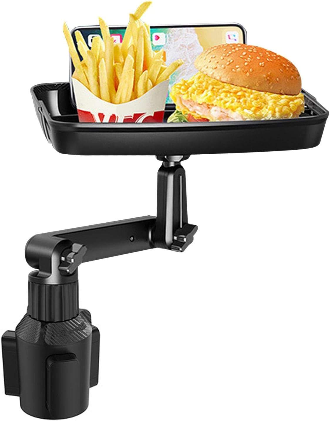 360 Degree Rotating Swivel Arm Car Tray - Drink, Coffee, Small Table, Food Shelving, Water Cup, Mobile Phone Holder, Custom fit for Car - Delicate Leather