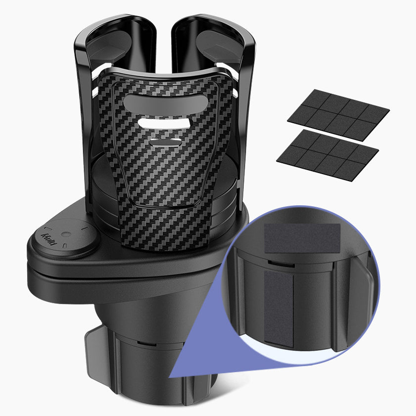 Swivel Base Double Cup Holder - Adjustable 2 in 1 Multifunctional Car Cup Holder, Custom fit for Car - Delicate Leather