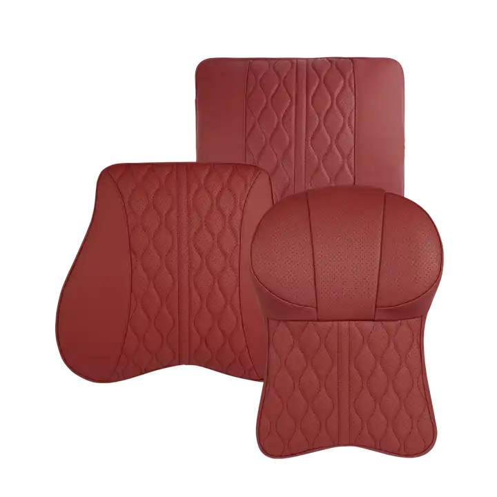 Delicate Leather PU Leather Memory Foam Set Car Neck Pillow and Lumbar Pillow Set for Enhanced Driving Comfort - Delicate Leather