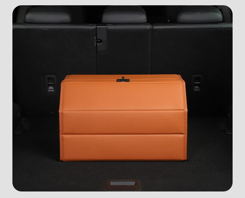 Car Storage Organizer, Cargo Organizer SUV Trunk Storage Waterproof Collapsible Durable Multi Compartments - Delicate Leather