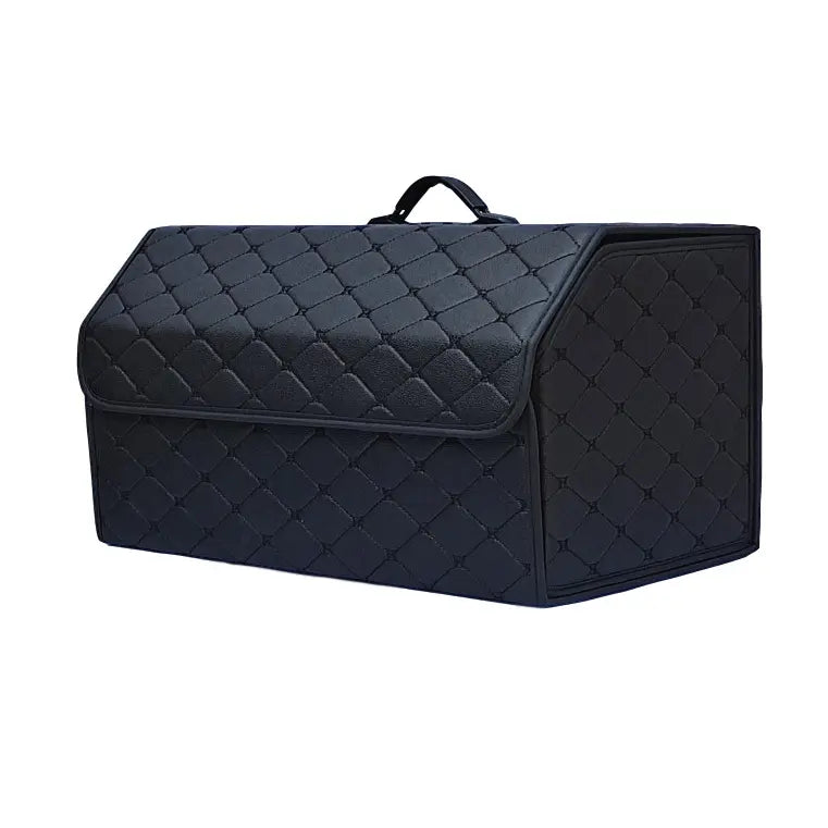 Premium PU Leather Collapsible Car Trunk Organizer with Foldable Cover – Ideal for SUVs and Multipurpose Automotive Storage - Delicate Leather