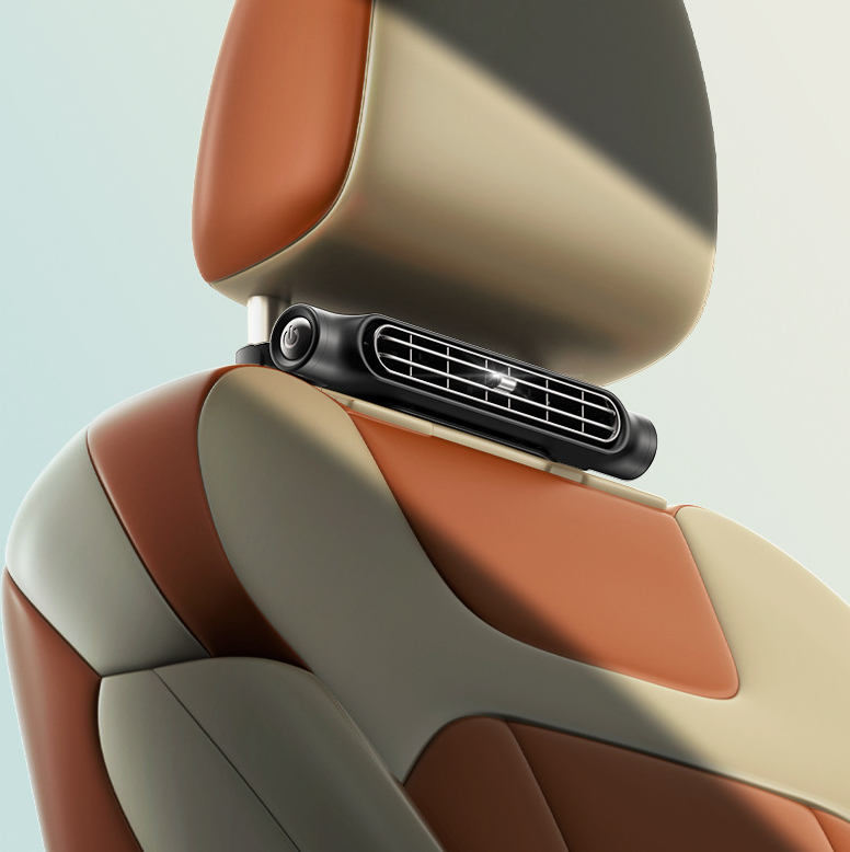 New Car Fan - Small Powerful Electric Fan for Rear Seats - Delicate Leather