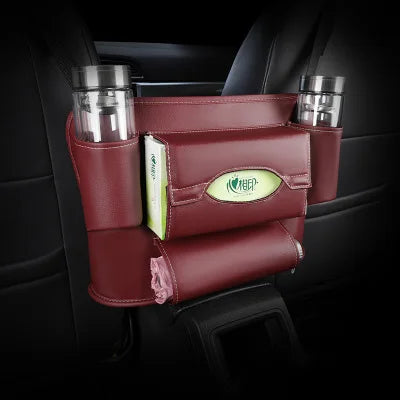 Leather Car Seat Handbag Holder - Large Capacity Storage Bag - Delicate Leather