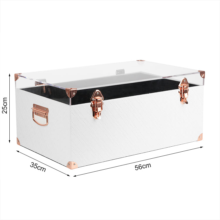 Premium White Leather Storage Box with Transparent Acrylic Cover for Stylish and Practical Interior Solutions - Delicate Leather