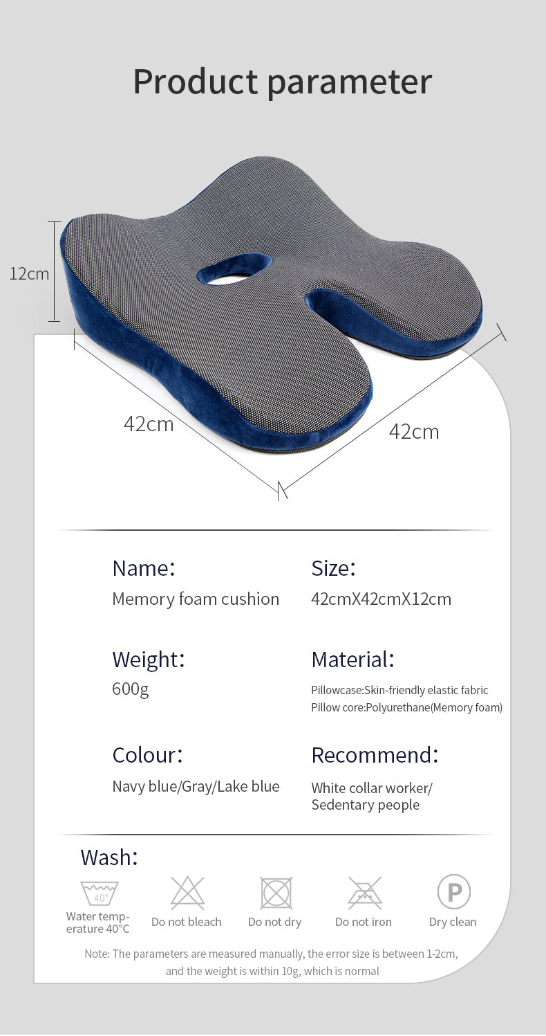 High-Quality Foam Seat Cushion - Coccyx Orthopedic Memory Foam Cushion for Office Chair - Delicate Leather