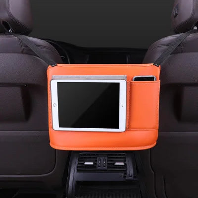 Leather Car Seat Handbag Holder - Large Capacity Storage Bag - Delicate Leather