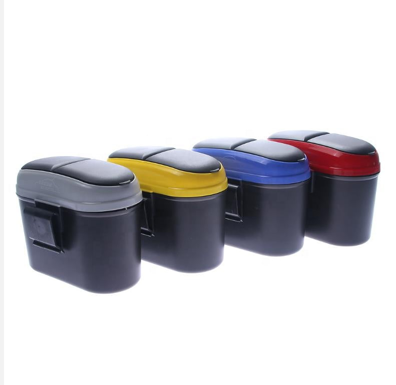 Car Mini Trash Can Garbage Dust Case Holder Bin - Polyester Trash Rubbish Bin for Car, Office, Home, Auto, and Vehicle Accessories - Delicate Leather