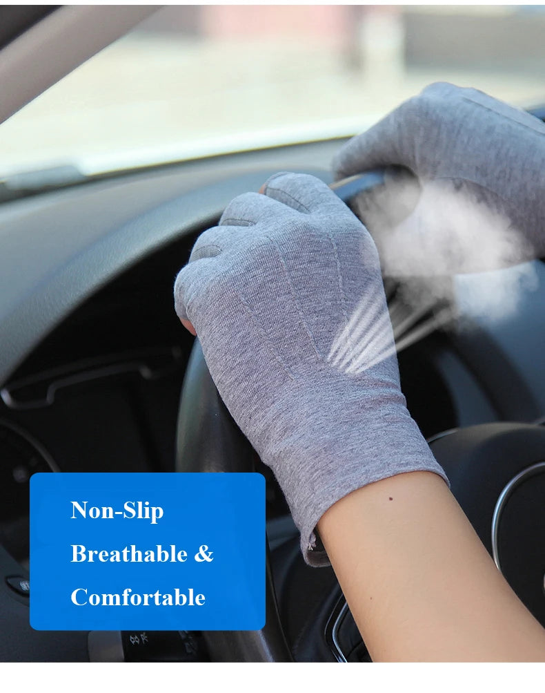 Unisex Semi-Finger Sunscreen Gloves - Non-Slip, Thin Style for Spring and Summer Driving - Delicate Leather