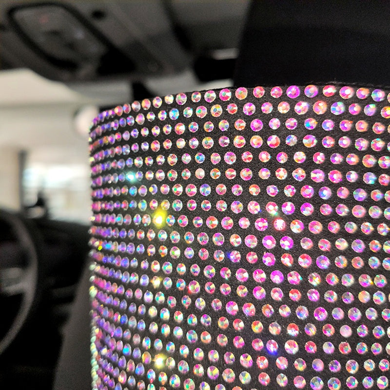 Rhinestone Car Trash Bin - Mini Auto Outlet Air Vent Organizer Rubbish Bag Crystal Garbage Container Storage Box, Car Accessories - Delicate Leather
