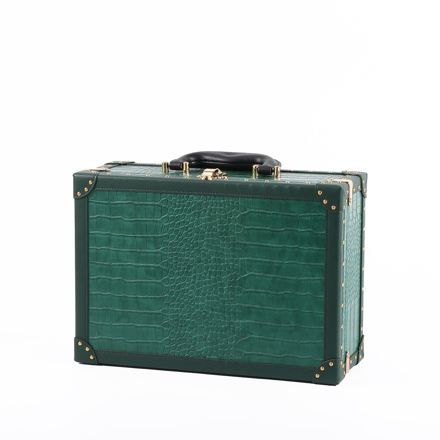13-Inch Classic Vintage Style Mini Luggage Travel Suitcase - Crocodile Grain PU Leather Trunk