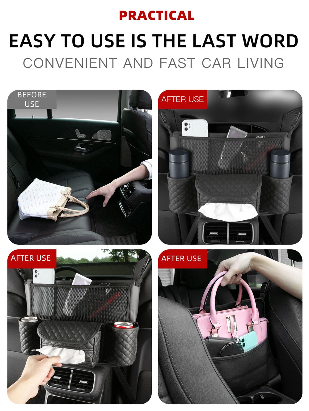Leather Car Organizer - Back Seat Storage - Delicate Leather