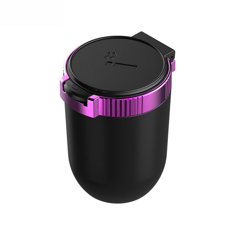 High Quality Metal Car Cylinder Cigarette Cup Holder Ashtray Container with LED Light and Cover Lid - Compact 10x7x4.8 cm for Clean and Convenient Ash Disposal