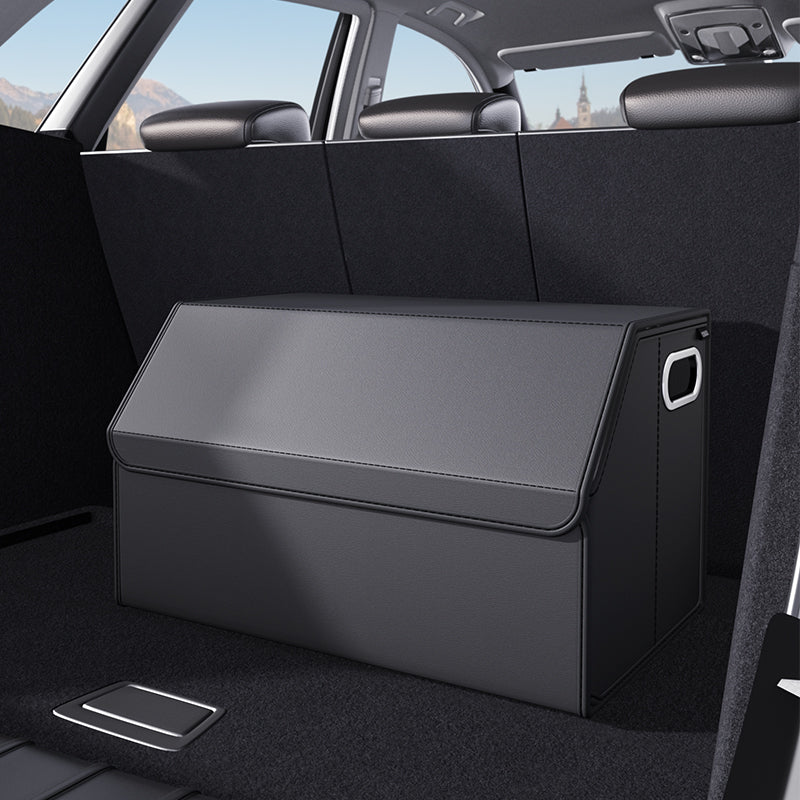 PVC Leather Foldable Universal Storage Box - Collapsible Folding Compartments Car Trunk Organizer - Delicate Leather