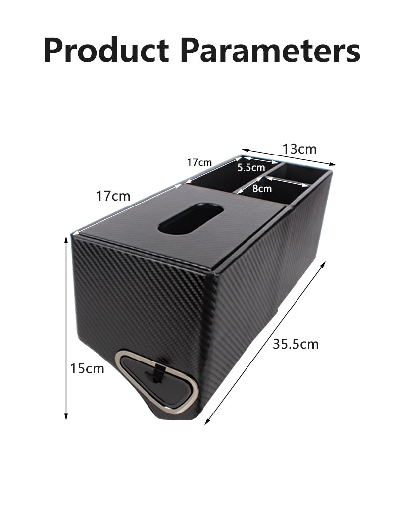 PU Material Screen Storage Organizer Box - Center Console Tissue Holder and Dashboard Hidden Holder - Delicate Leather