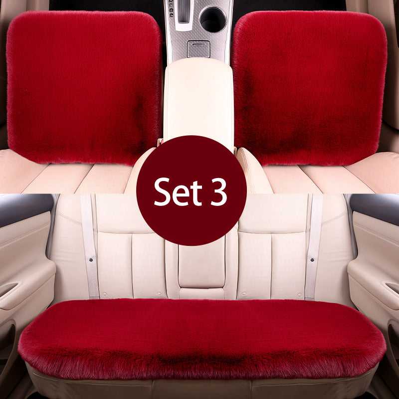 Luxury 9-Piece Set Fur Car Seat Cover Cushion with Neck Pillow for Winter - Delicate Leather