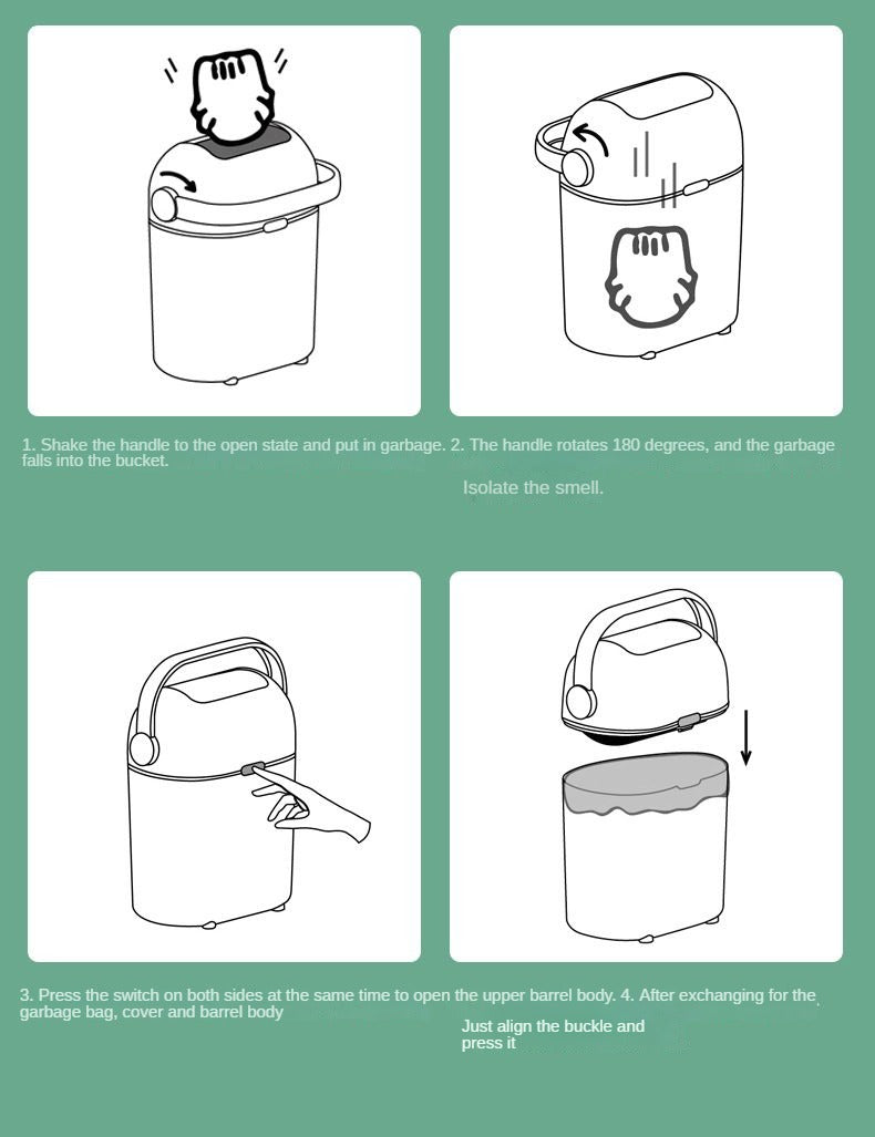 Plastic Deodorant Baby Diaper Pail - Sanitary Baby Diaper Trash Can, Car Accessories - Delicate Leather