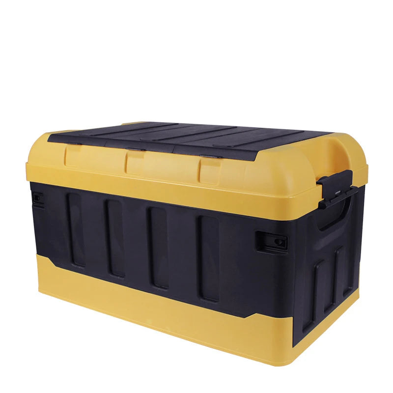 Delicate Leather Foldable Trunk Organizer with Durable Yellow-Brown PP Material and Hard Backseat Protection - Delicate Leather