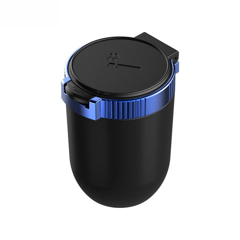 High Quality Metal Car Cylinder Cigarette Cup Holder Ashtray Container with LED Light and Cover Lid - Compact 10x7x4.8 cm for Clean and Convenient Ash Disposal