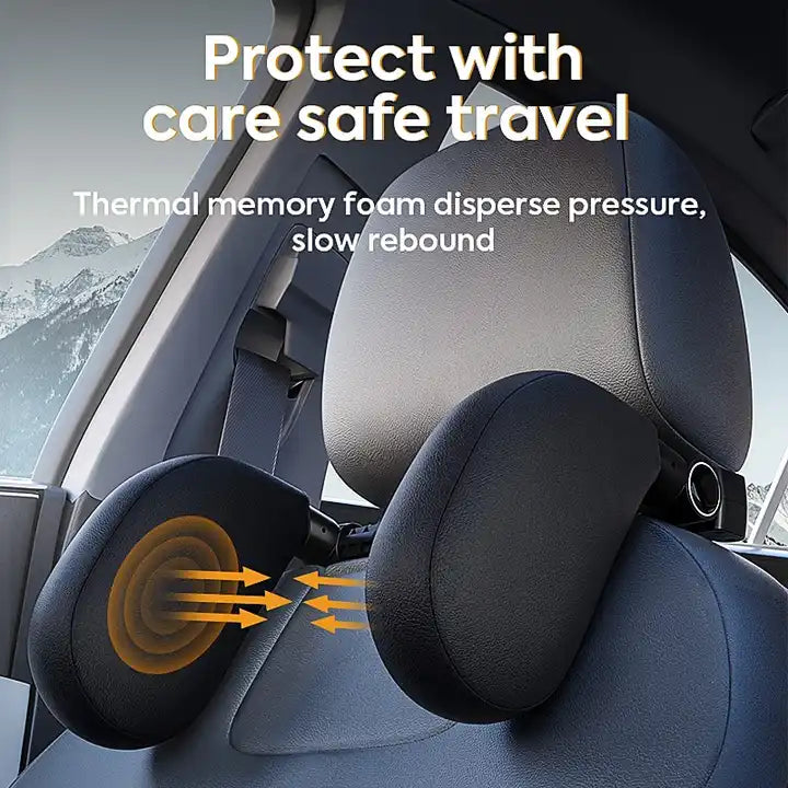 High-Quality Adjustable Dual-Sided Sleeping Cushion for Head and Neck Support - Car Pillow Seat Headrest - Delicate Leather