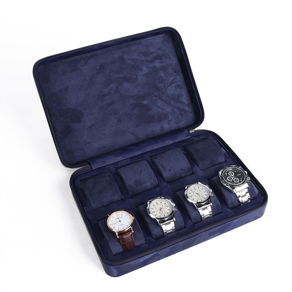 Handmade Luxury Genuine Leather Watch Jewelry Holder - 8 Slot Watch Display Storage Box Case