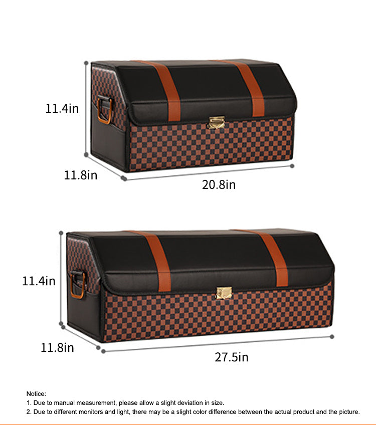 Multifunctional Large Capacity Car Organizer - Collapsible Leather Trunk Storage Box with Compartment - Delicate Leather