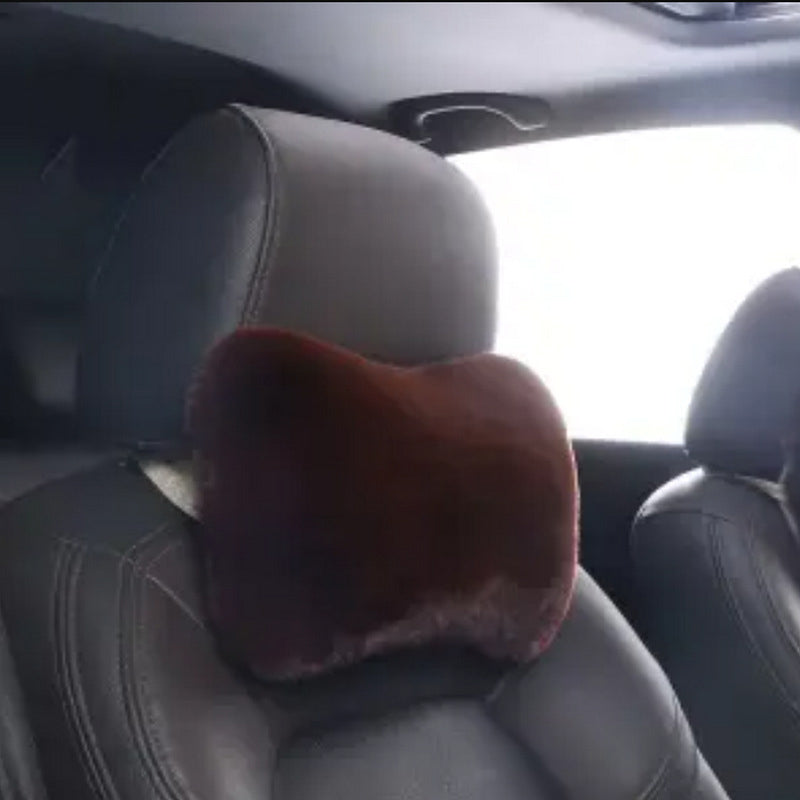 Luxury 9-Piece Set Fur Car Seat Cover Cushion with Neck Pillow for Winter - Delicate Leather