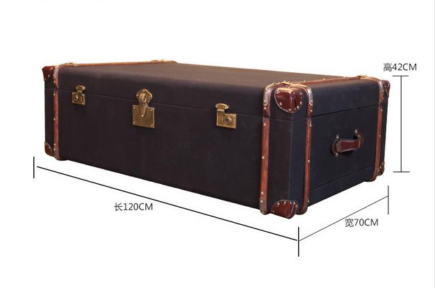 American Aviation Vintage Industrial Leather Coffee Table with 2 Drawers - Delicate Leather