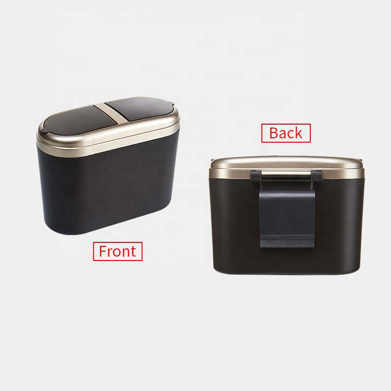 New Arrival Eco-friendly Desktop Mini Car Trash Can with Double Cover - Delicate Leather