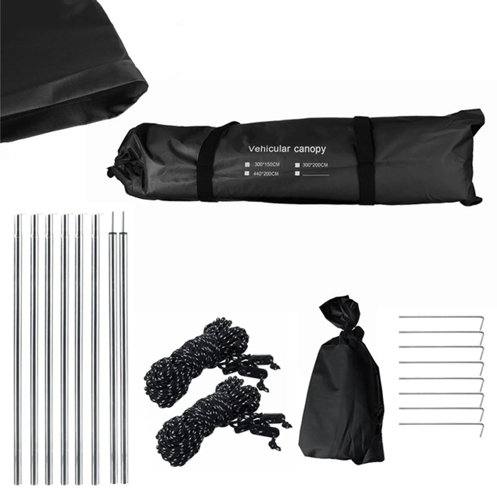 150/200/440CM Car Camping Shelter Shade Portable Roof Top Tent Awning Waterproof UV SUV Rooftop Rain Canopy Car Accessories - Delicate Leather