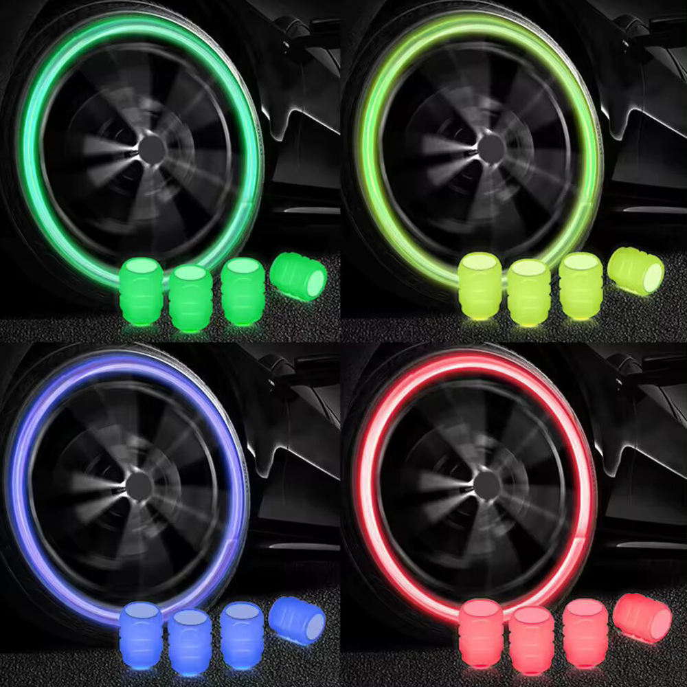 Luminous Tire Valve Hat - Glowing Dust Proof Cover Car Tire Wheel Hub Auto Accessories - Delicate Leather