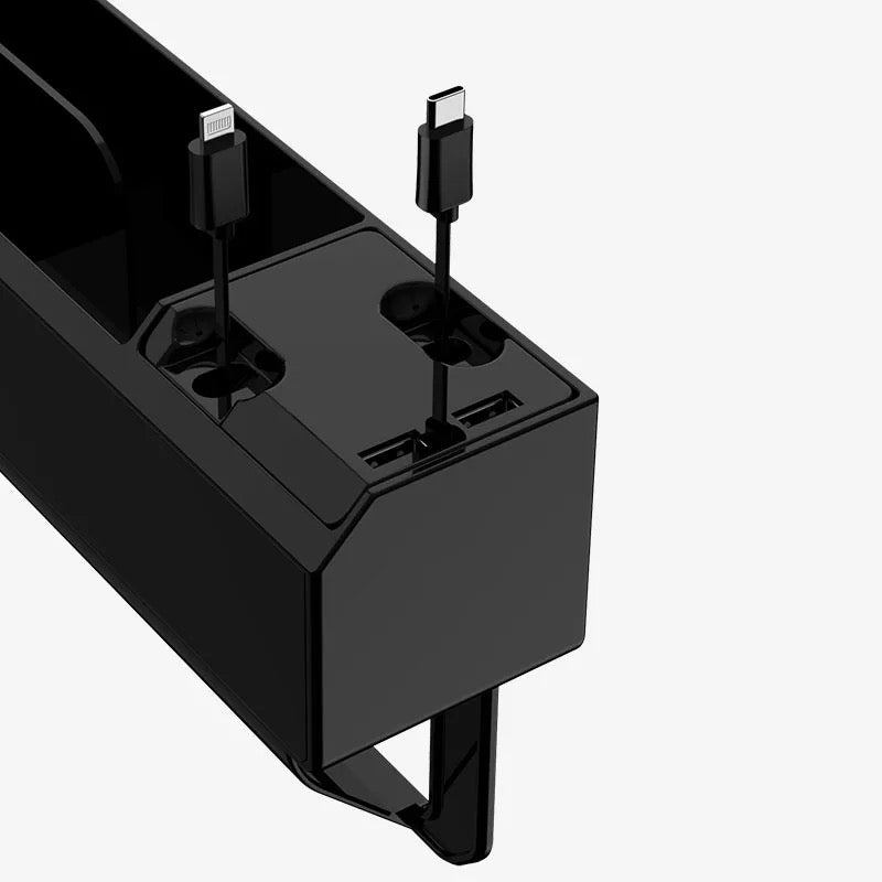 Car Seat Gap Filler Organizer, Custom For All Cars, Car Interior Accessories: Auto Crevice Gear Seat Storage Box with Cup Holder Organizer & Dual USB Plug Charger - Delicate Leather