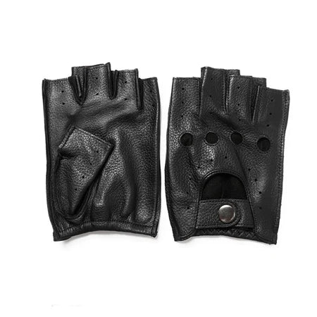 New Arrival Spring Men's Leather Gloves - 100% Goatskin Half Finger Fingerless Gym Fitness Driving Gloves - Delicate Leather