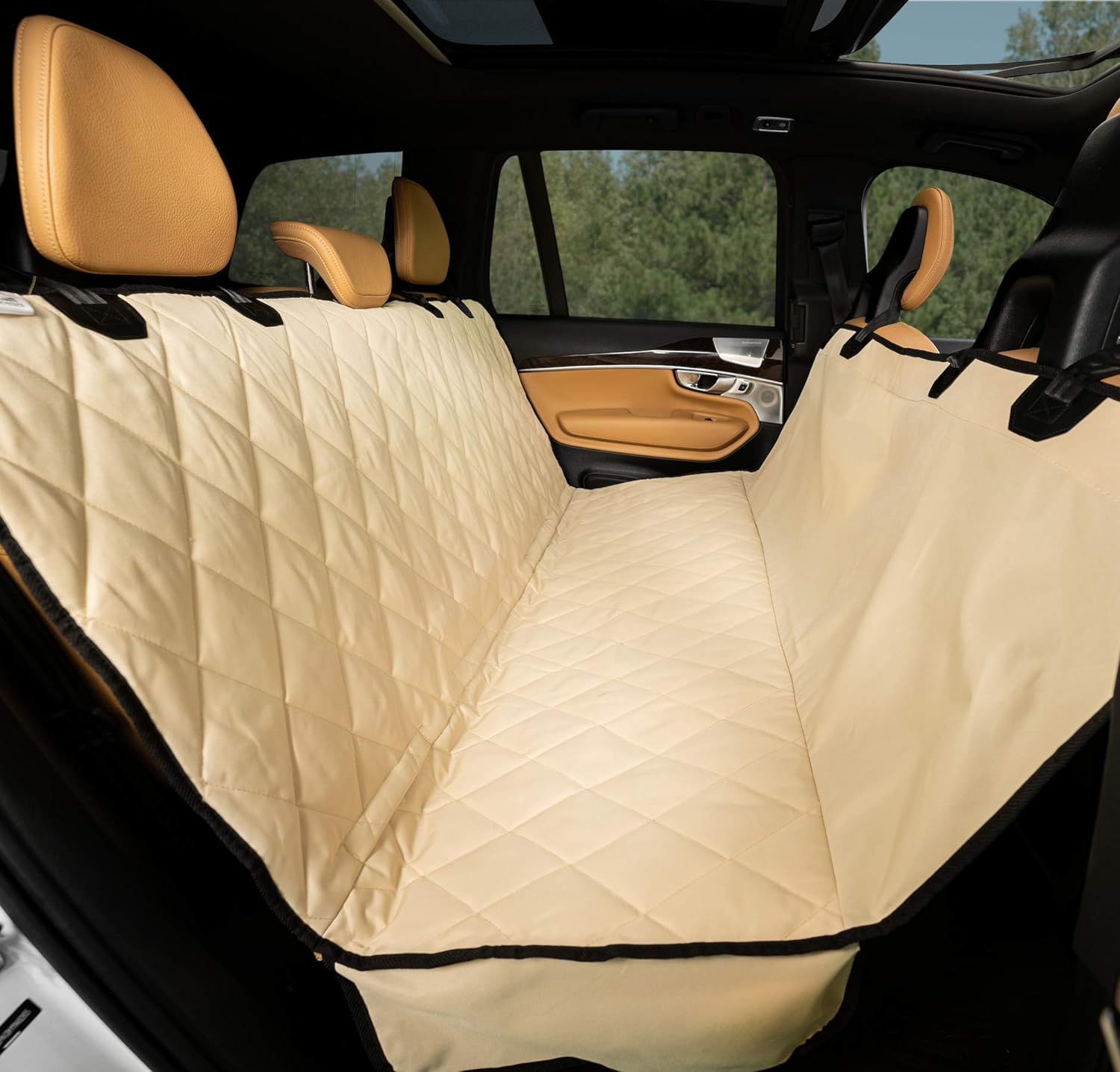 Dog Car Seat Cover for Back Seat - Premium Edition, Waterproof, Protects from Scratches - Delicate Leather