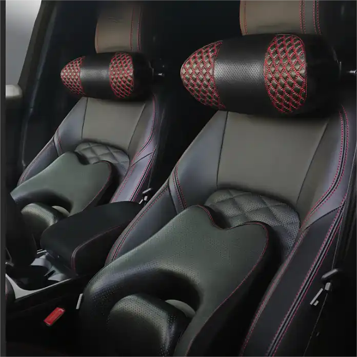 Enhance Your Travel Comfort with Car Head and Neck Pad: Premium Leather Car Pillow with Memory Cotton Seat for Restful Sleep on the Road - Delicate Leather