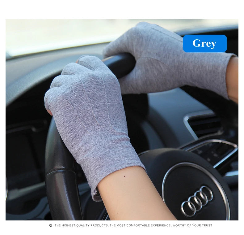 Unisex Semi-Finger Sunscreen Gloves - Non-Slip, Thin Style for Spring and Summer Driving - Delicate Leather