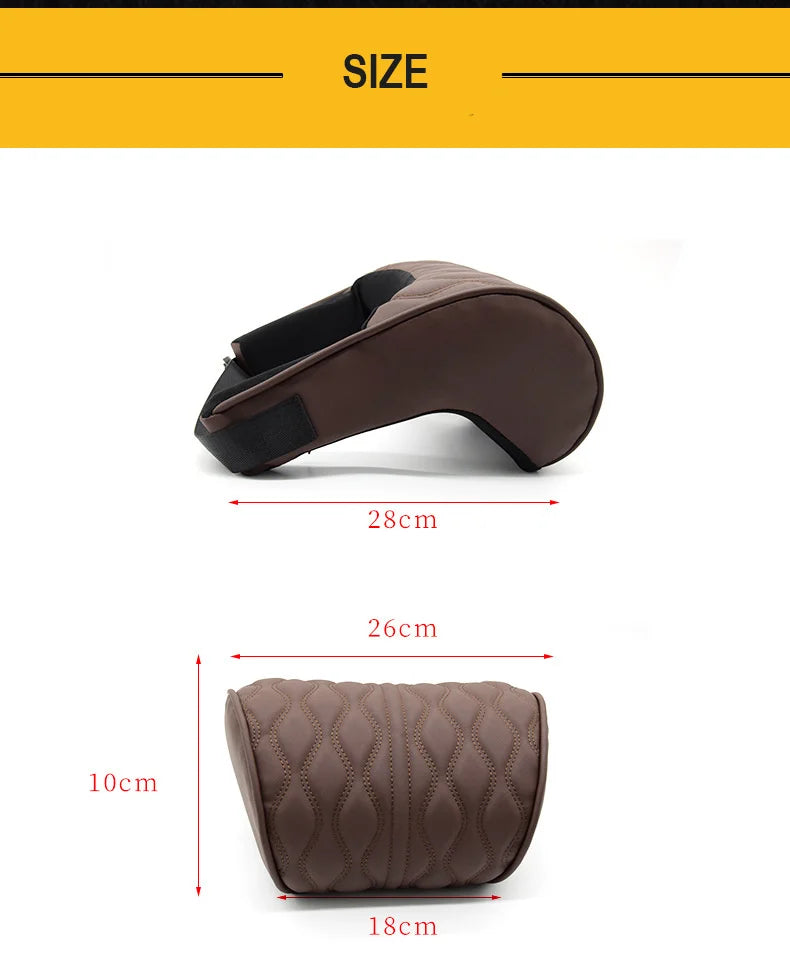PU Leather Car Neck Pillow and Lumbar Waist Support Set - Memory Foam Backrest and Headrest Cushion for Auto Interior Accessories - Delicate Leather
