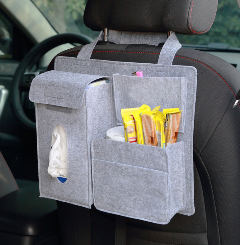 Simple Style Felt Car Back Seat Storage Organizer, Custom Fit For Your Cars - Delicate Leather