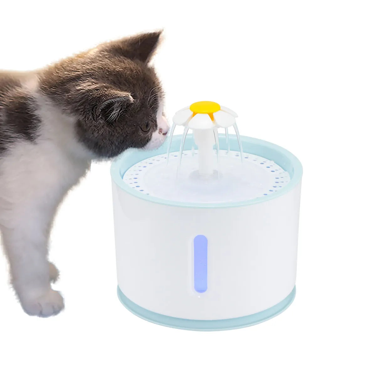 2.4L Automatic Pet Cat Water Fountain with LED Electric USB Dog Cat Pet Mute Drinker Feeder Bowl Pet Drinking Fountain Dispenser - Delicate Leather