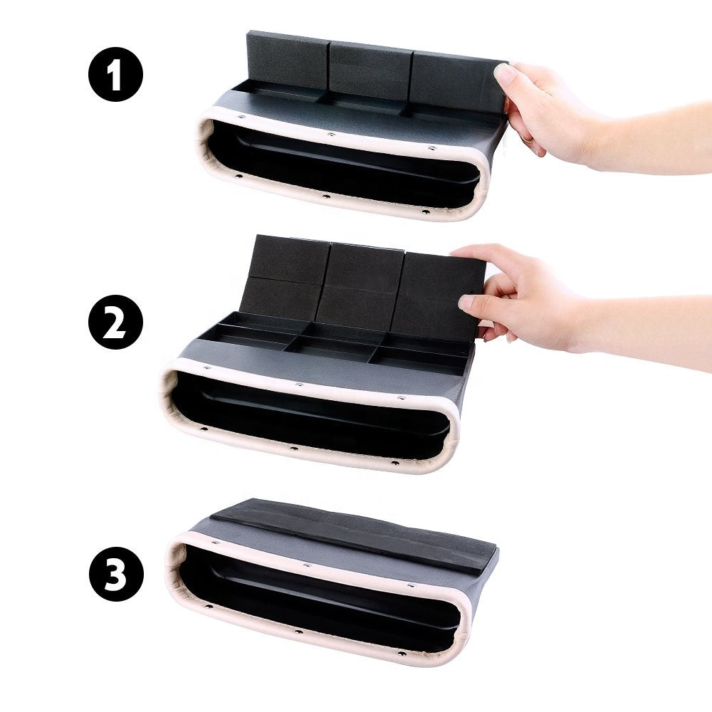 Car Seat Gap Filler Organizer, Custom For All Cars, Car Seat Pockets - PU Leather Side Seat Organizer and Gap Filler with Non-Slip Mat - Delicate Leather