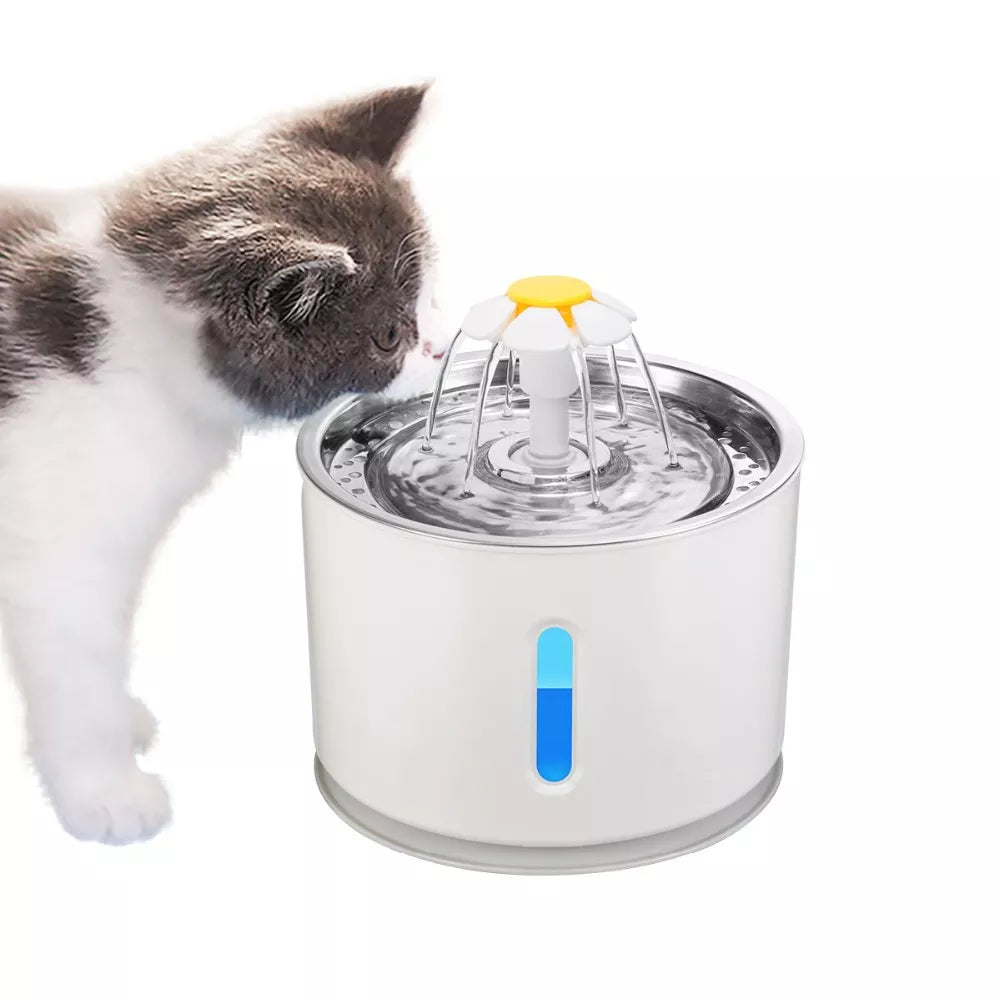 2.4L Automatic Pet Cat Water Fountain with LED Electric USB Dog Cat Pet Mute Drinker Feeder Bowl Pet Drinking Fountain Dispenser