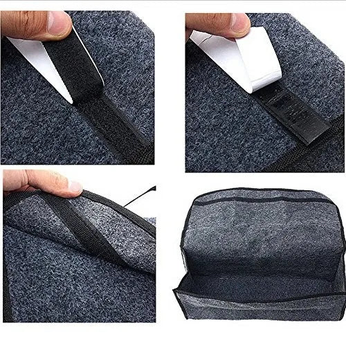 Car Trunk Organizer: Foldable Gadget Storage Bag for First Aid and Small Tools - Delicate Leather