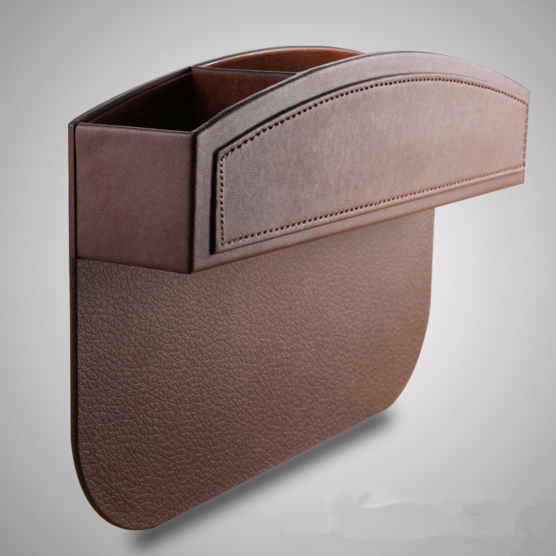 Multifunctional PU Leather Car Seat Crevice Storage Box – Front Seat Organizer for Parking & Holiday Essentials - Delicate Leather