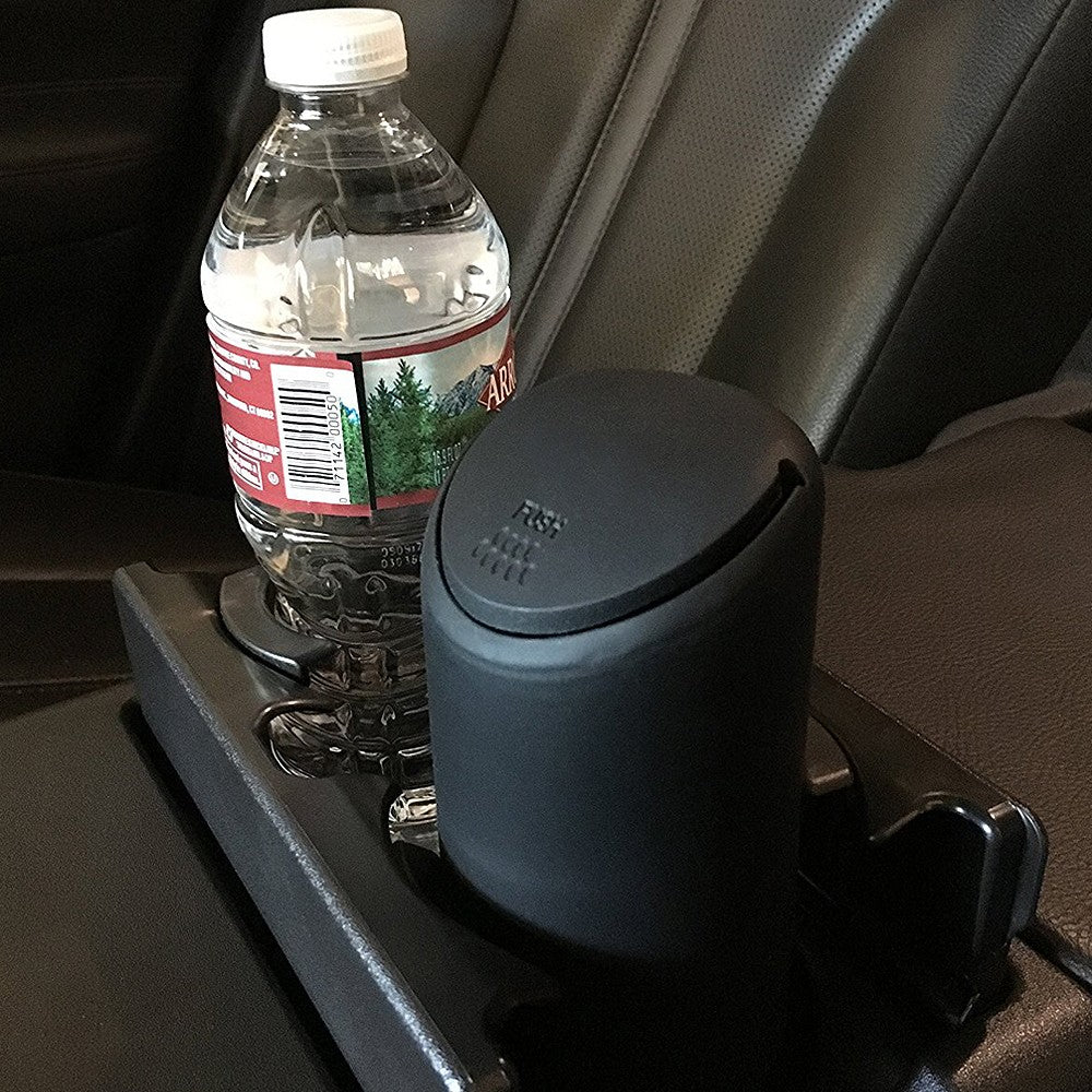 Premium Quality New Arrival Black Plastic Car Cup Holder Trash Can with Lid - Delicate Leather