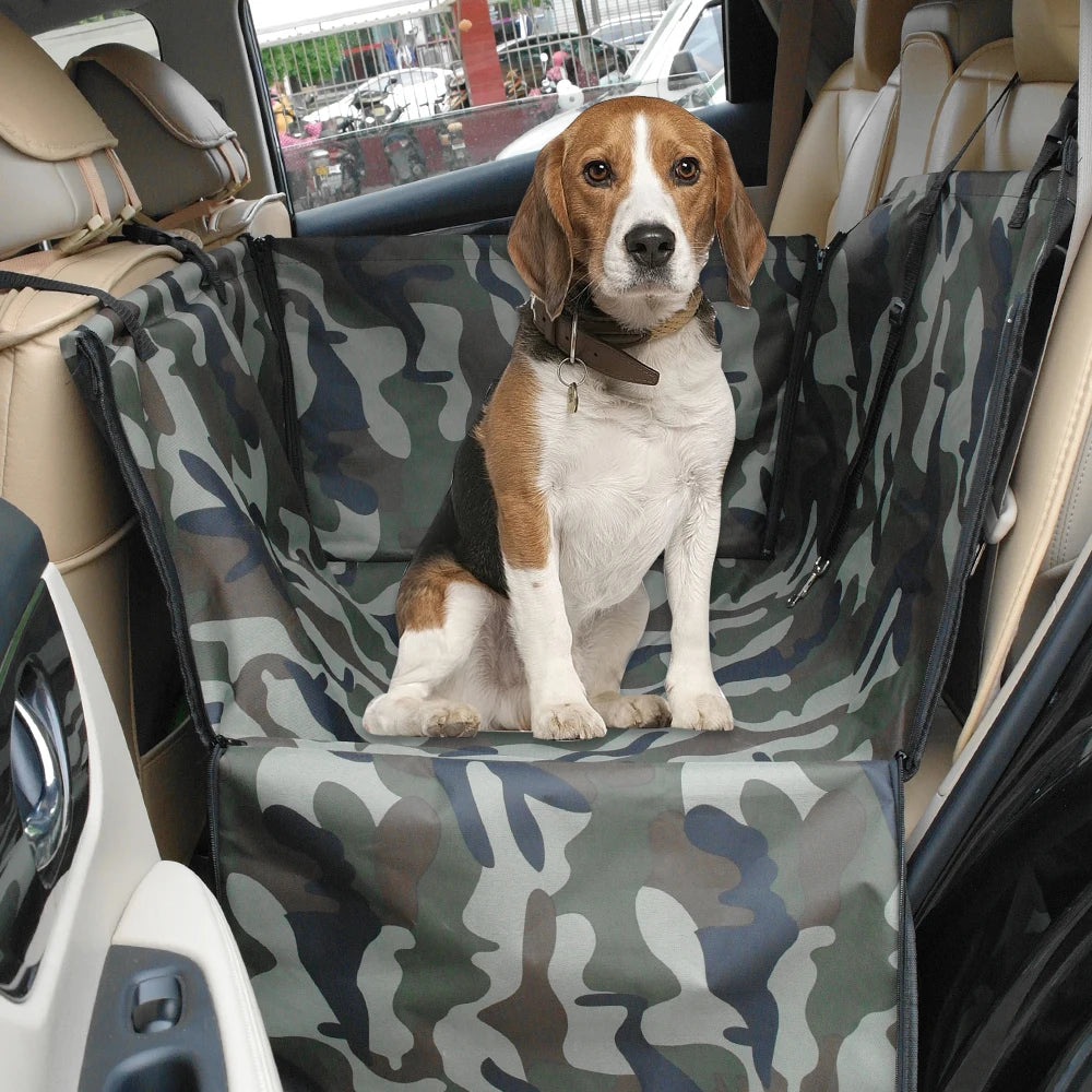 Dog Car Seat Cover Folding Hammock - Waterproof Pet Travel Carrier Bag for Cats and Dogs - Delicate Leather